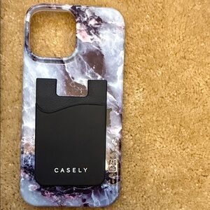 Casely Purple Marble Phone Case with Black Card Wallet (Casely Brand)